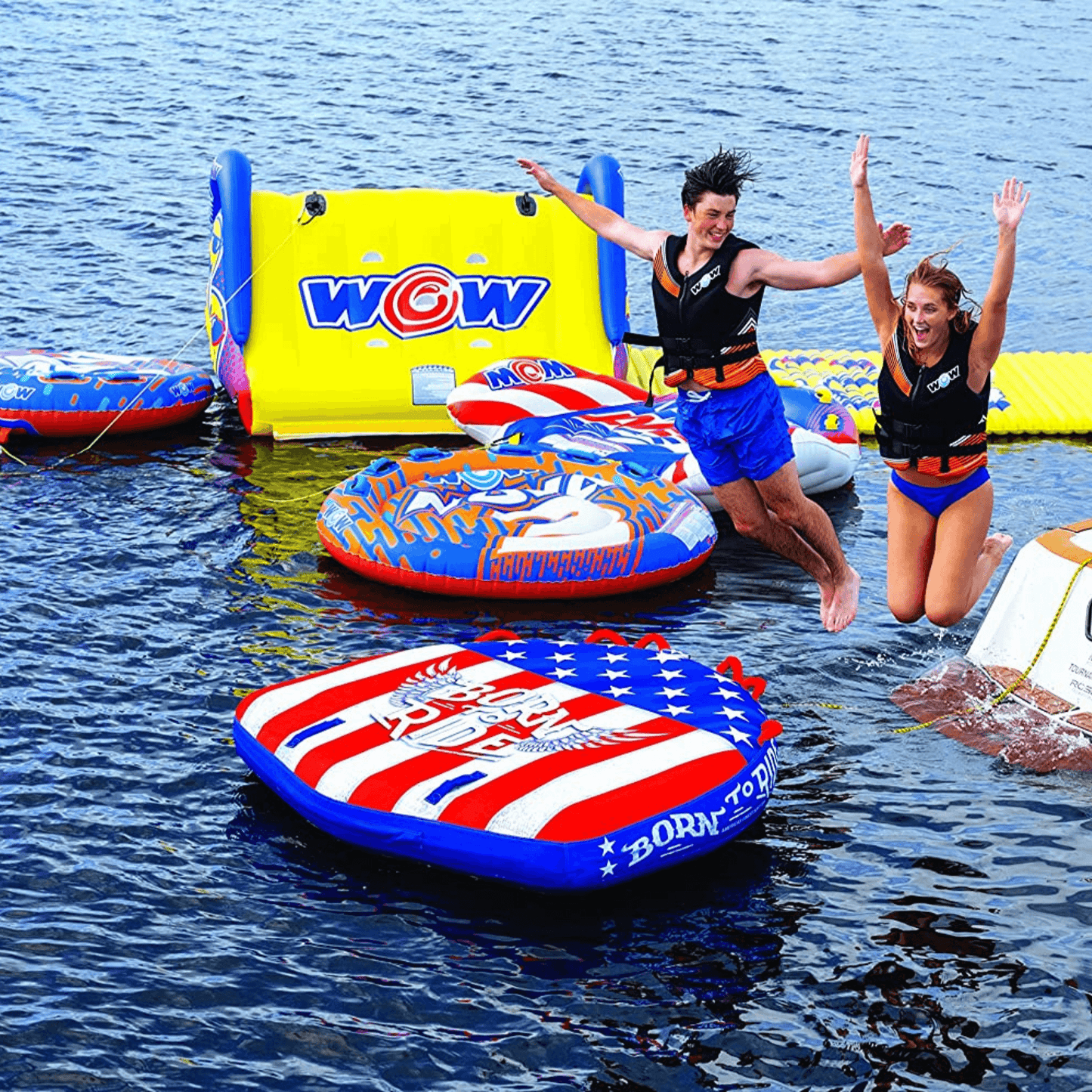 WOW Watersports Born to Ride 3 Person 3P Towable with Soft Top and EZ Tow