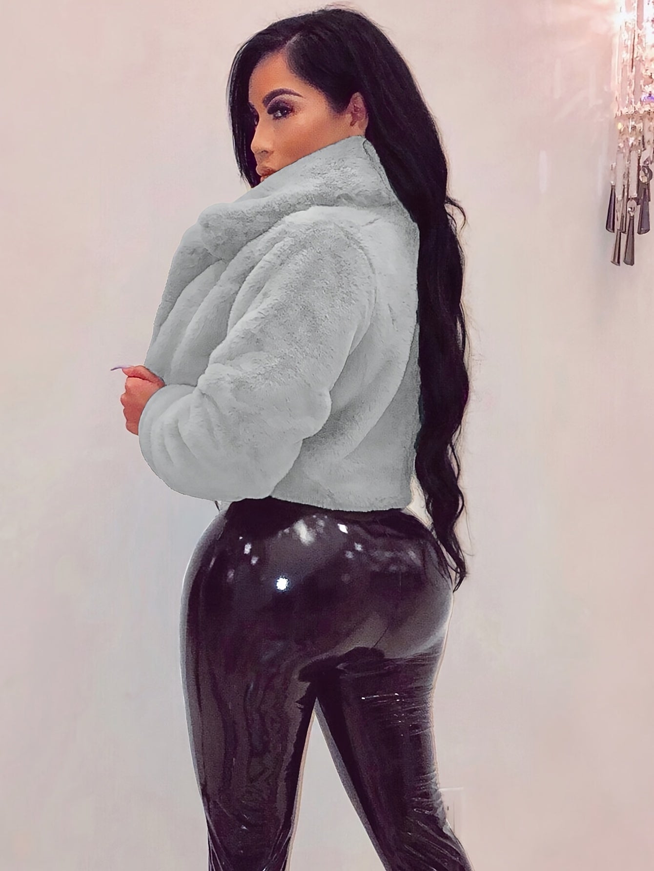 Cozy Chic Faux Fur Collar Cardigan Jacket