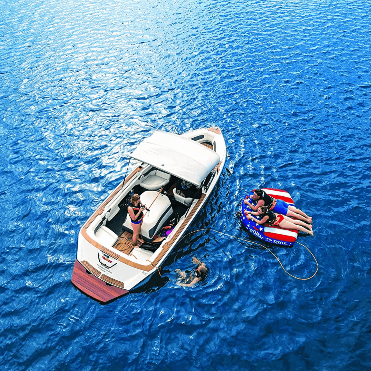 WOW Watersports Born to Ride 3 Person 3P Towable with Soft Top and EZ Tow