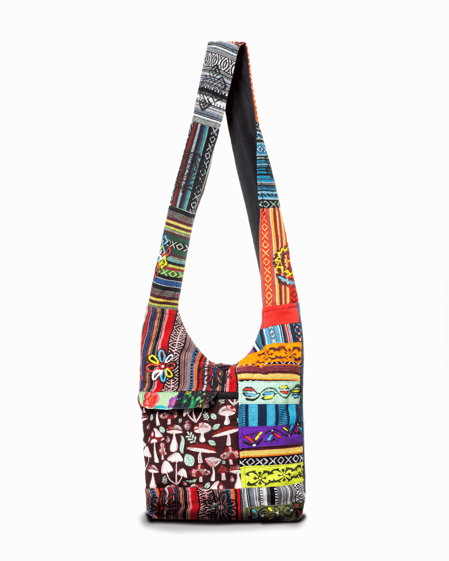 Kathmandu Collection Tribal Stripe Patchwork Hobo Bag