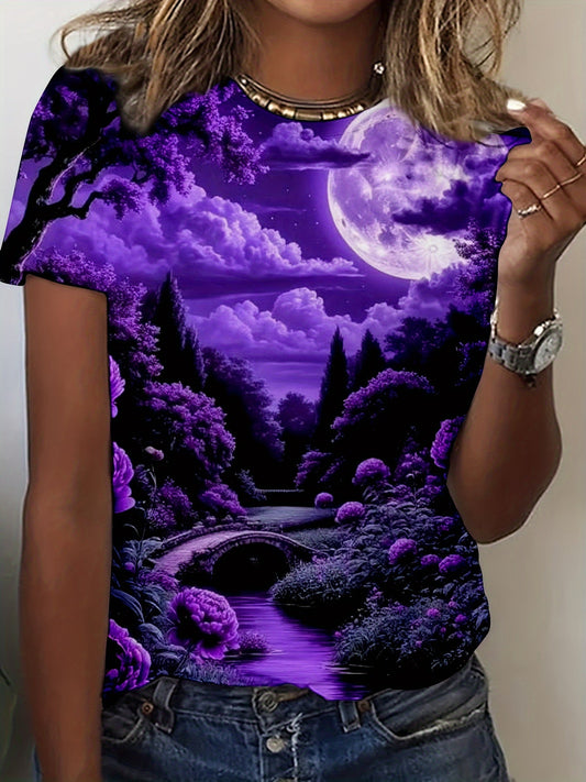 Elegant Moonlit Peony Garden Floral Tee