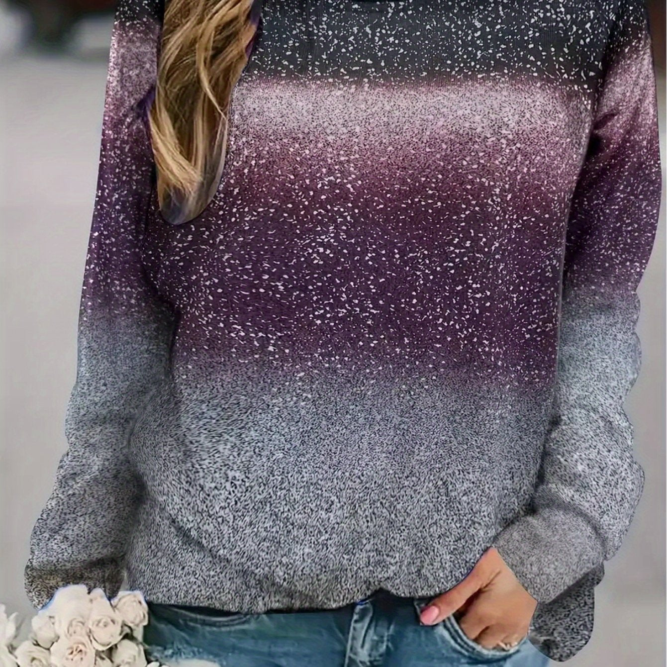Chic Starry Sky Gradient Ombre Pullover