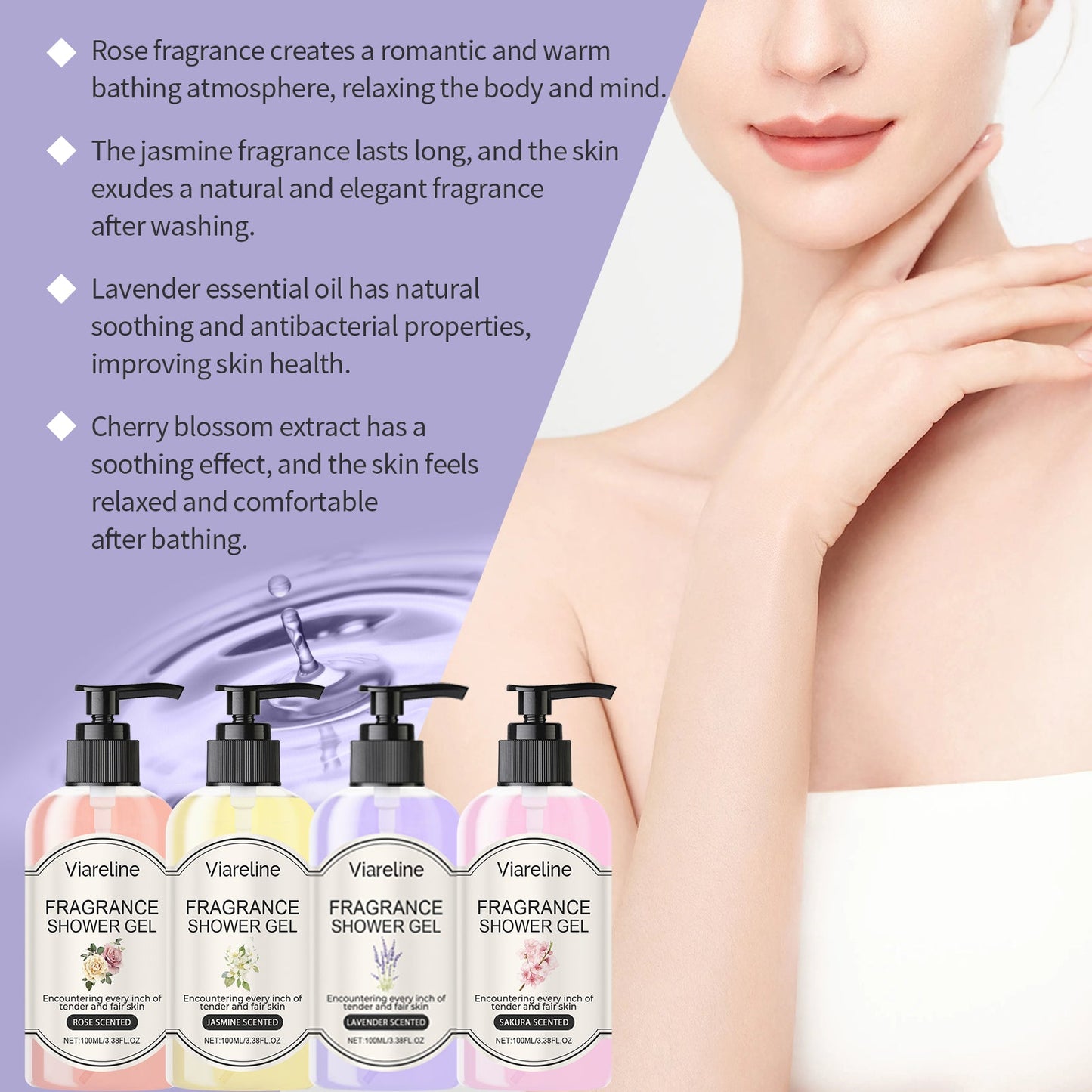 Fragrant Shower Gel (Lavender Scent) Moisturize And Moisturize Skin To Improve Dry Women's Body Wash