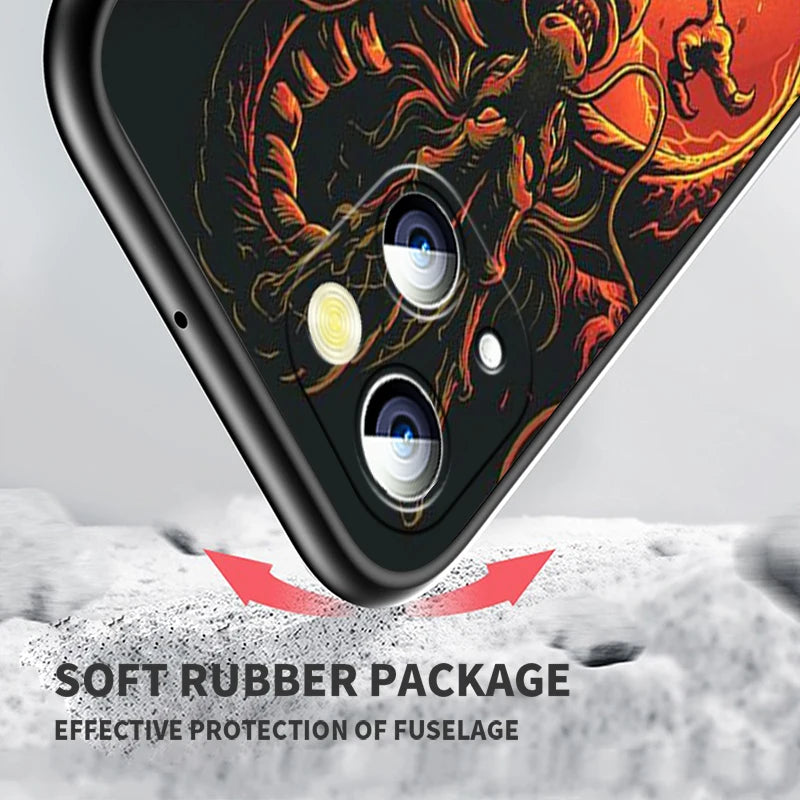 Japanese Art D-Dragon Ball Z For Apple iPhone 15 14 13 12 Pro Max Mini 11 Pro XS Max X XR 6 7 8 Plus SE 2020 Black Phone Case