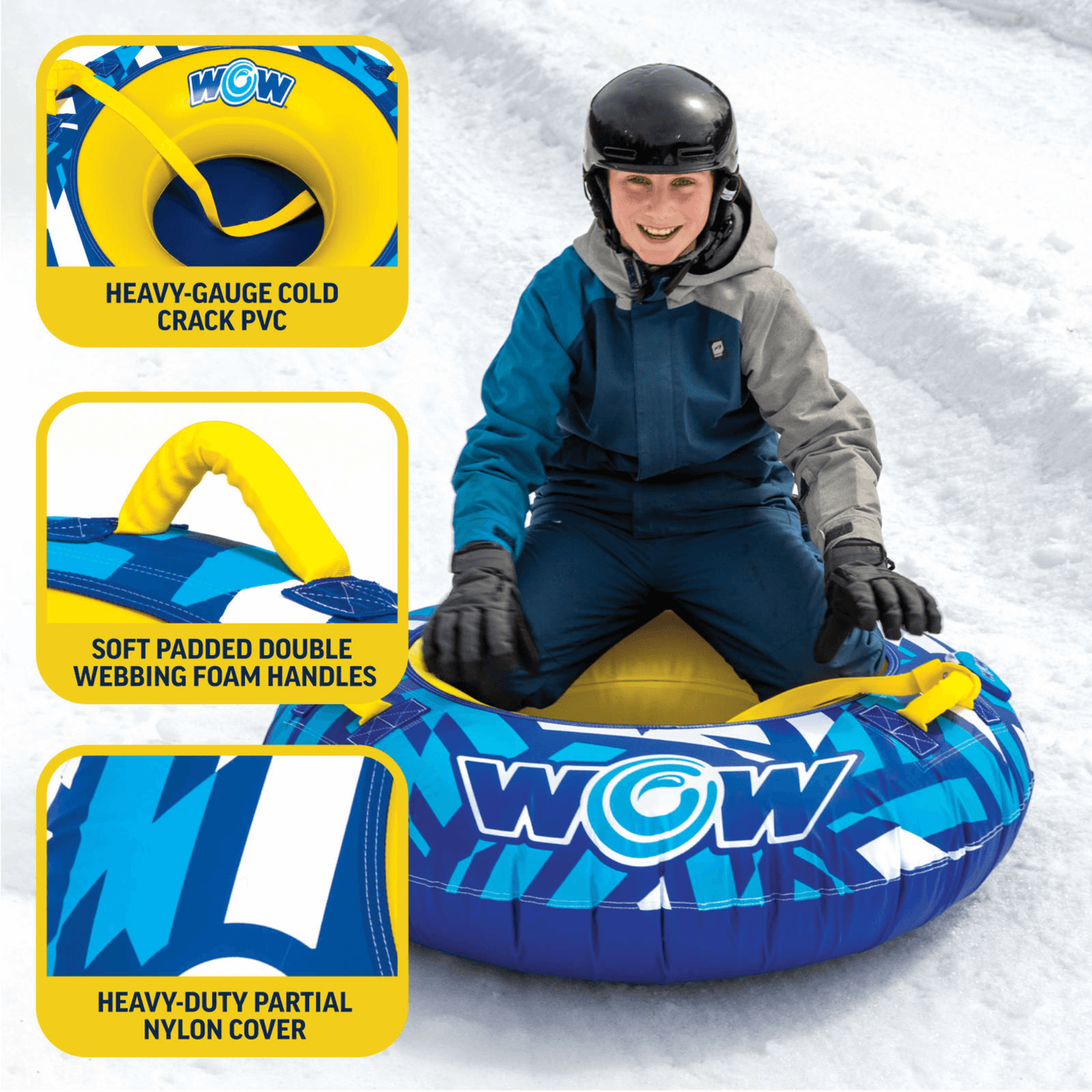 WOW Watersports Surge Tarpaulin-Bottom Snow Tube with Tow Leash