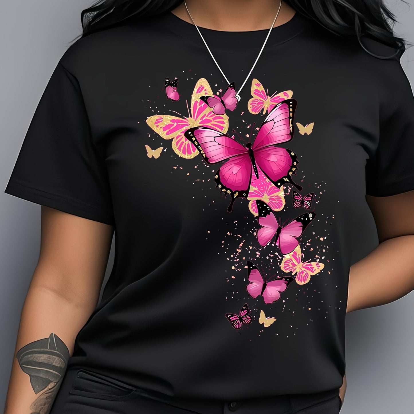 Effortless Style Vibrant Butterfly Plus Size