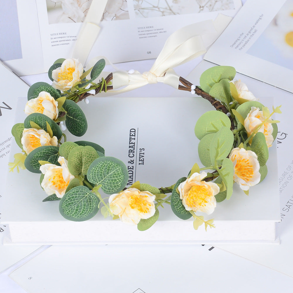 Flower garland fabric simulation flower hair accessory celebrity children's performance sweet flower wreath headwear