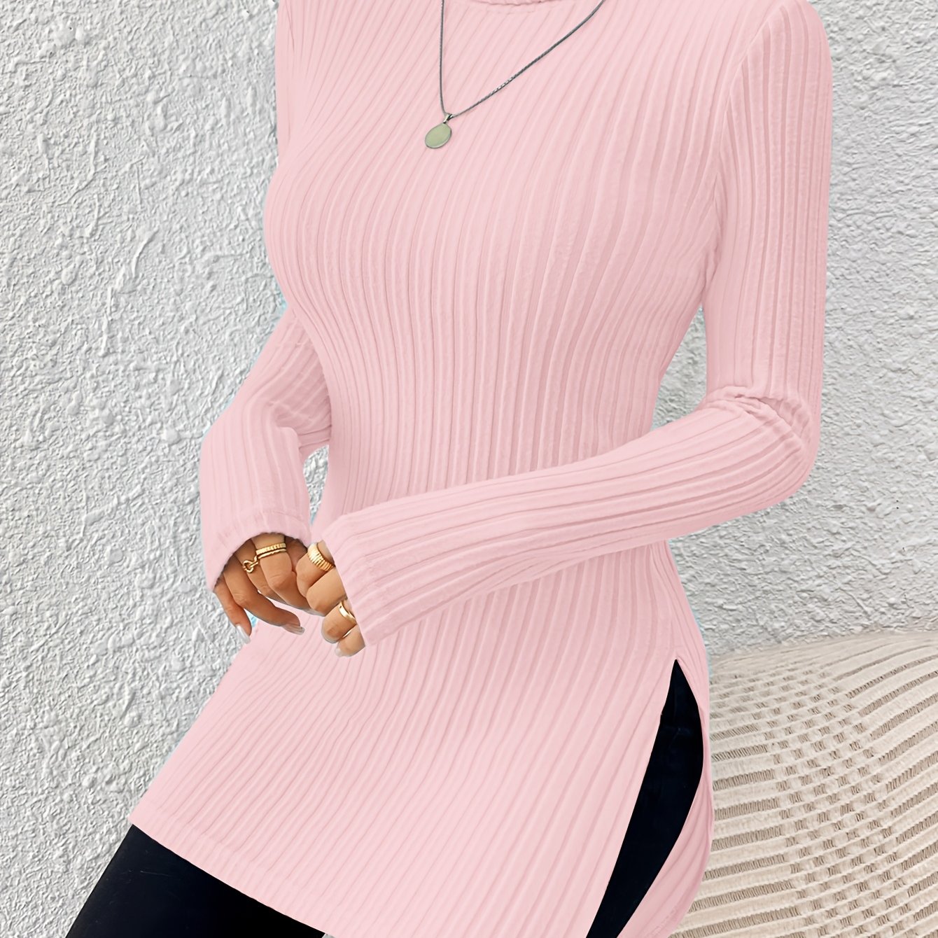 Elegant Soft Turtleneck Long Top