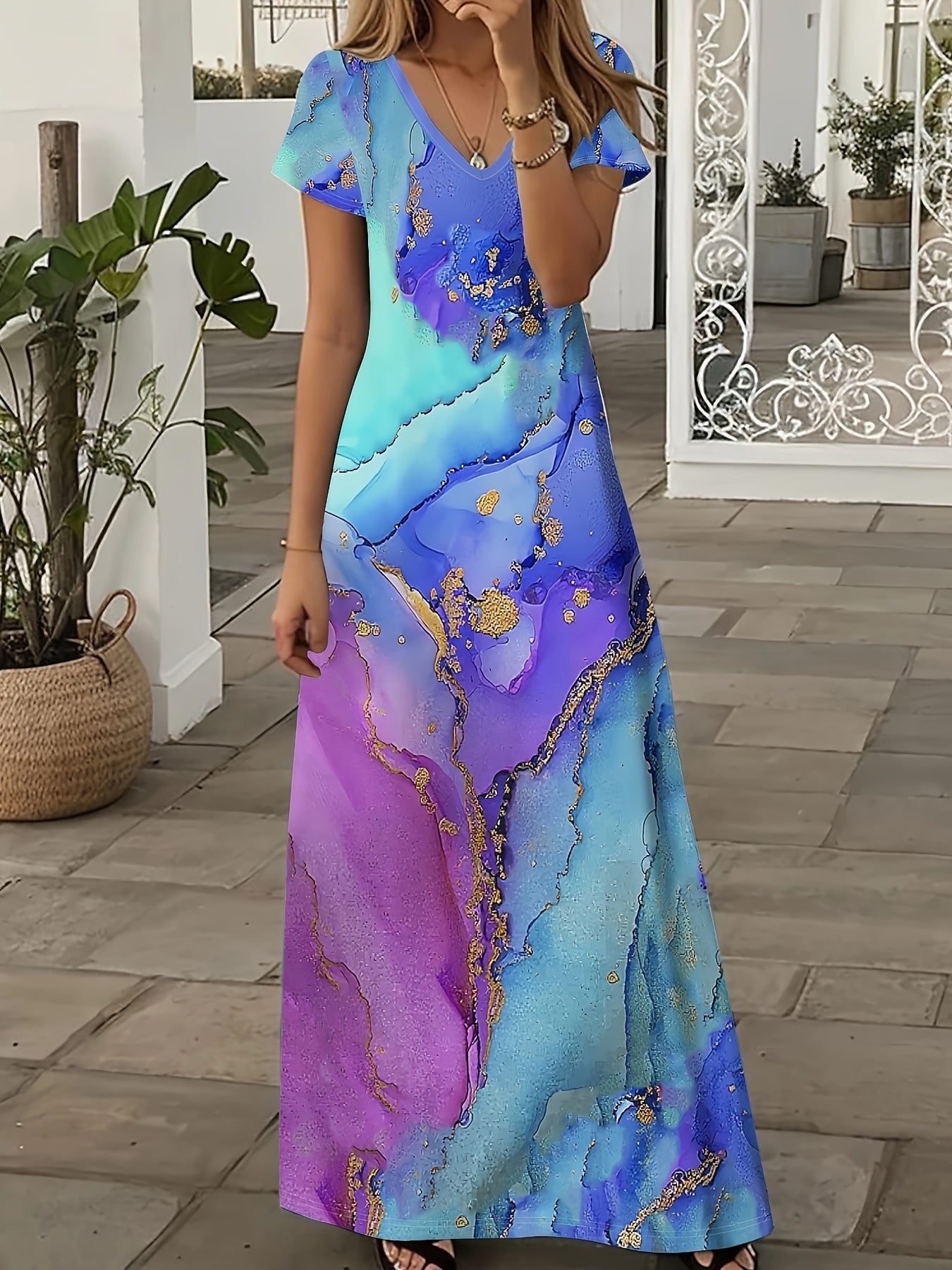 Comfort Marble Swirl Dress Plus Size