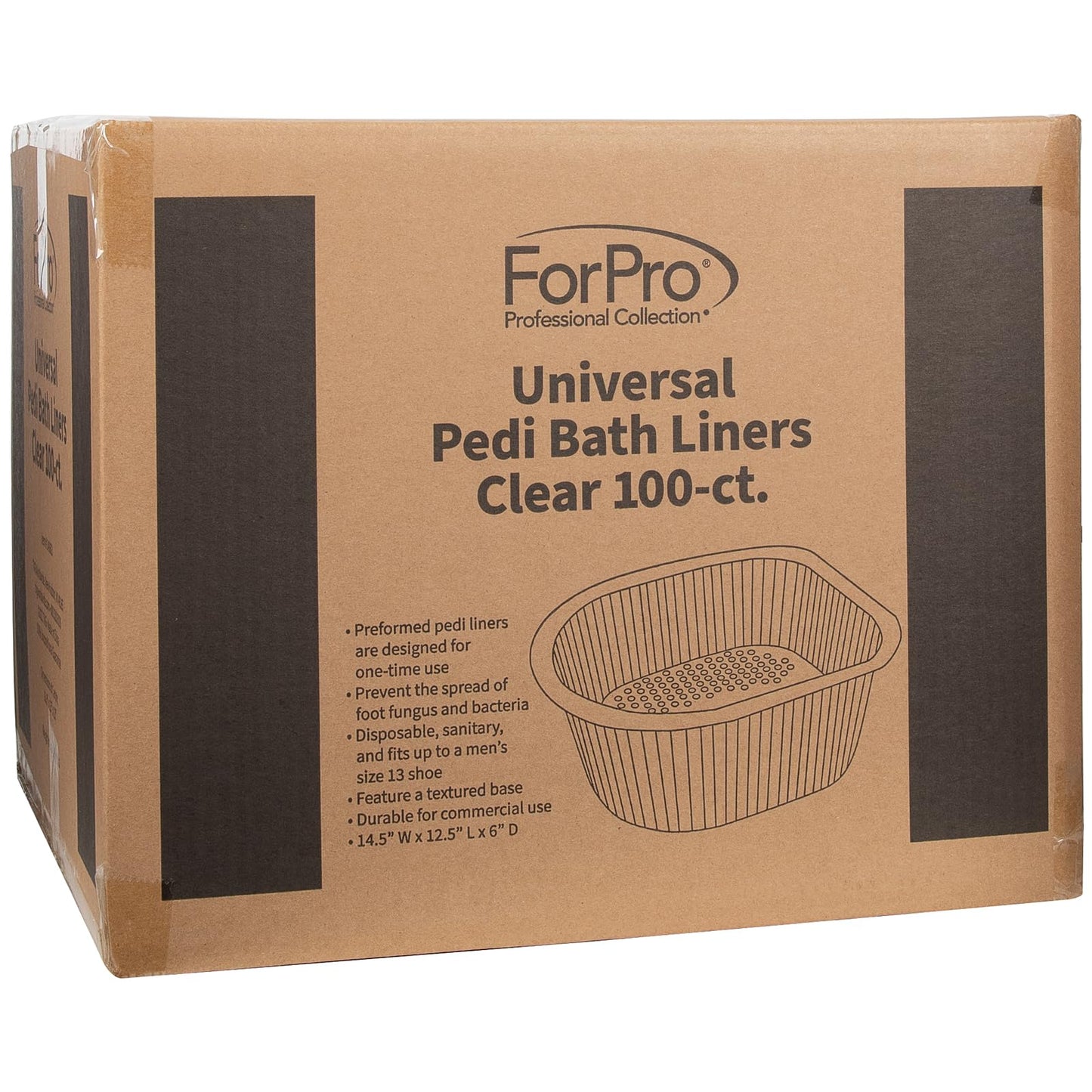 ForPro Professional Collection Universal Pedi Bath Liners - 50% THICKER - Fit Footsie Bath, Disposable Pedicure Foot Tub Liners for Foot Spa Basins & Foot Bath Soaks, Clear, 100-Count