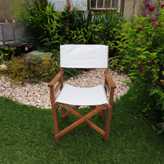 Folding Chair Wooden Director Chair Canvas Folding Chair Folding Chair 2pcs/set populus + Canvas (Color : White)