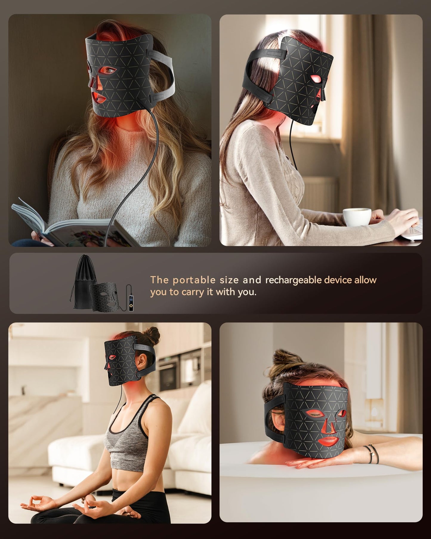 FOLOKE LED Light Therapy Face Mask, Red Light for Skin Rejuvenation, Blue for Relief and Repair, Enhanced Skin Restoration and Double Rejuvenation Effect