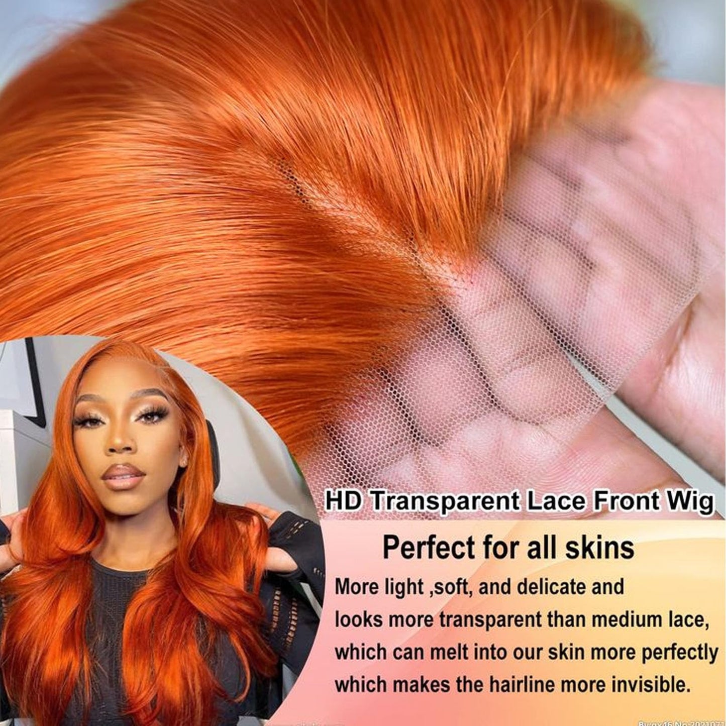 Fiumer Ginger Wig Human Hair 13x4 Straight Ginger Orange Lace Front Wigs Human Hair HD Transparent Lace Frontal 350 Colored Human Hair Wig Pre Plucked With Baby Hair 180% Density 28inch