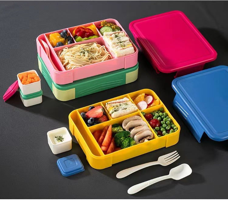 Japanese style simple portable microwaveable double layer partition lunch box