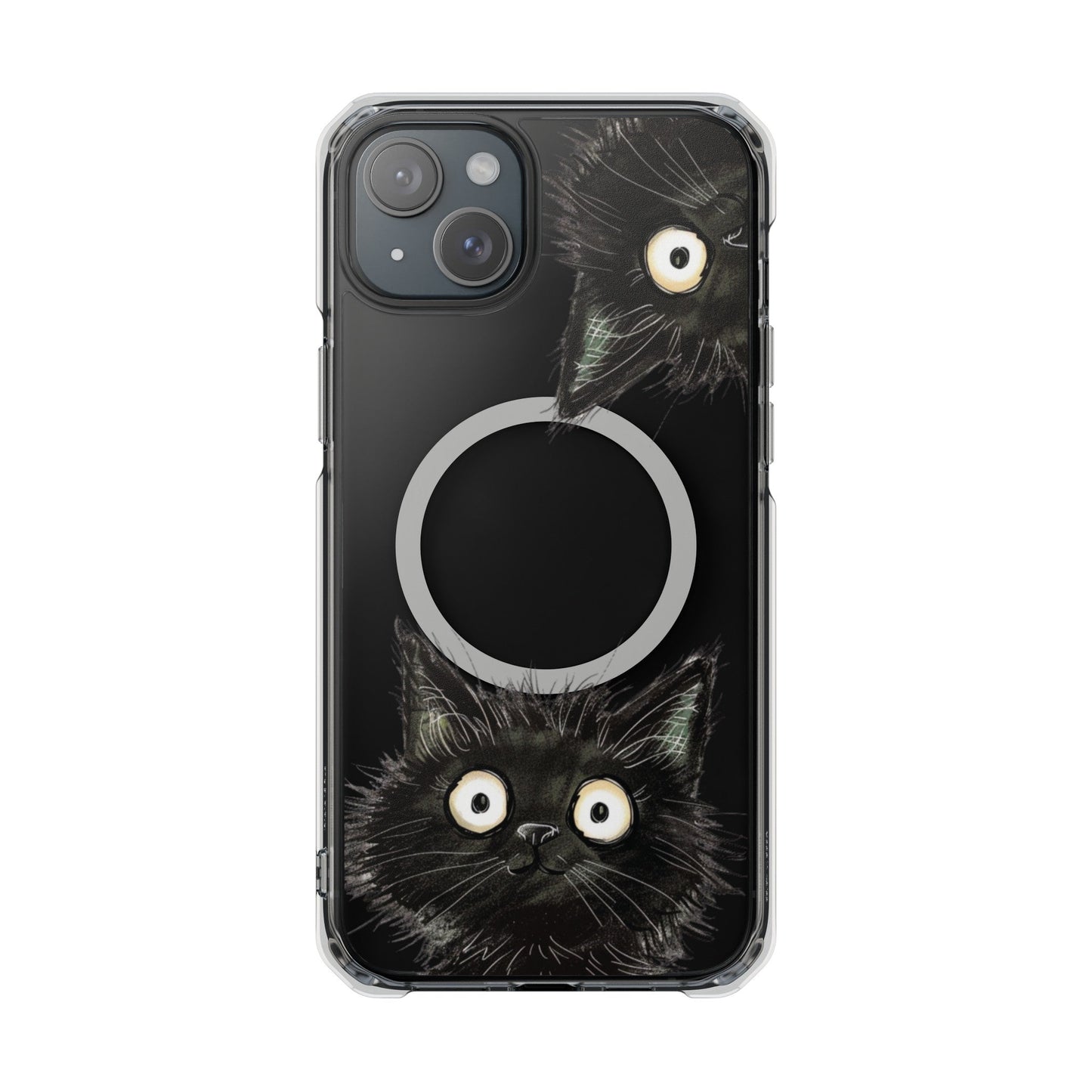 Curious Black Cat Magnetic Clear Case for iPhone Series
