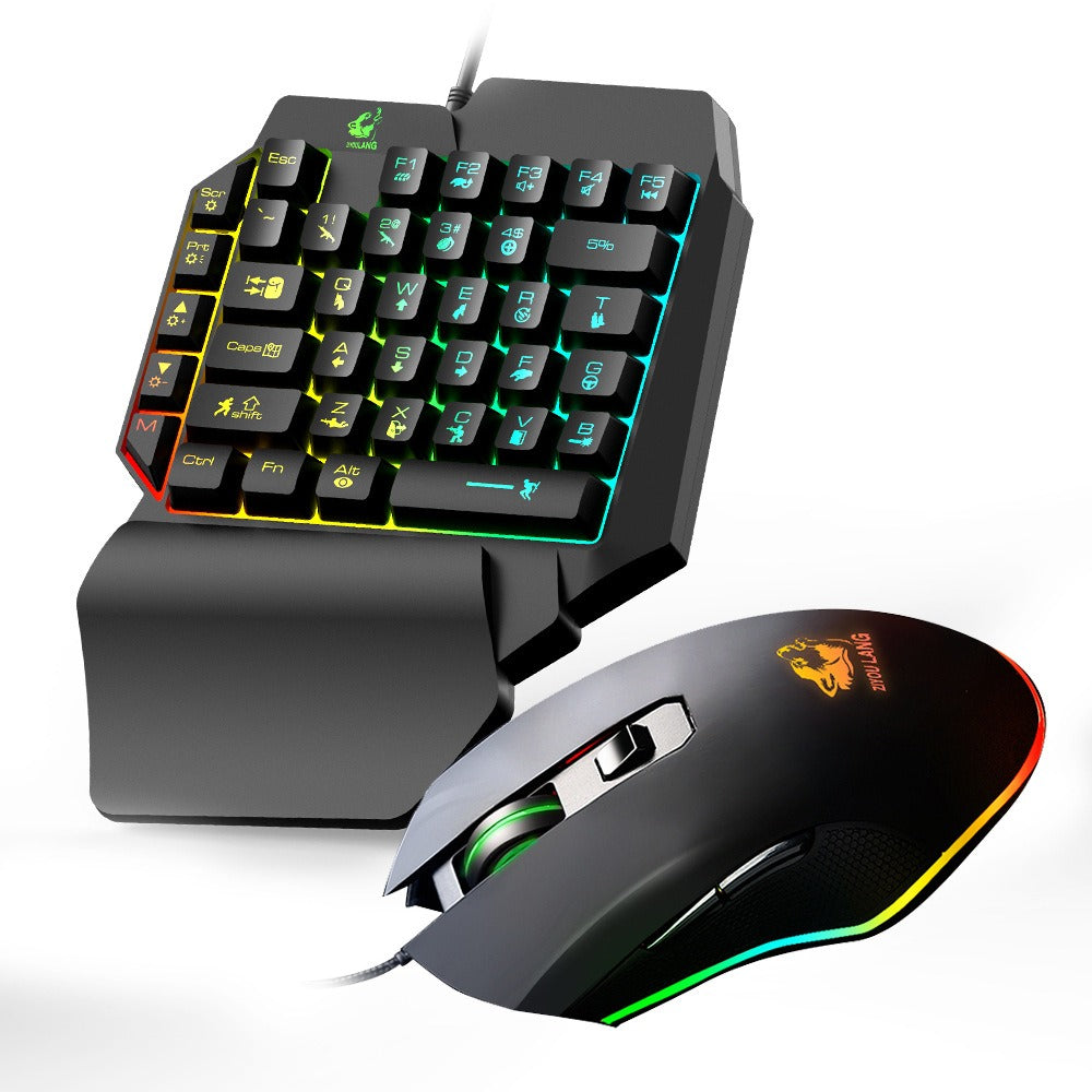 Free Wolf T1 One handed Keyboard and Mouse Set Throne Mechanical Touch Keyboard and Mouse Set