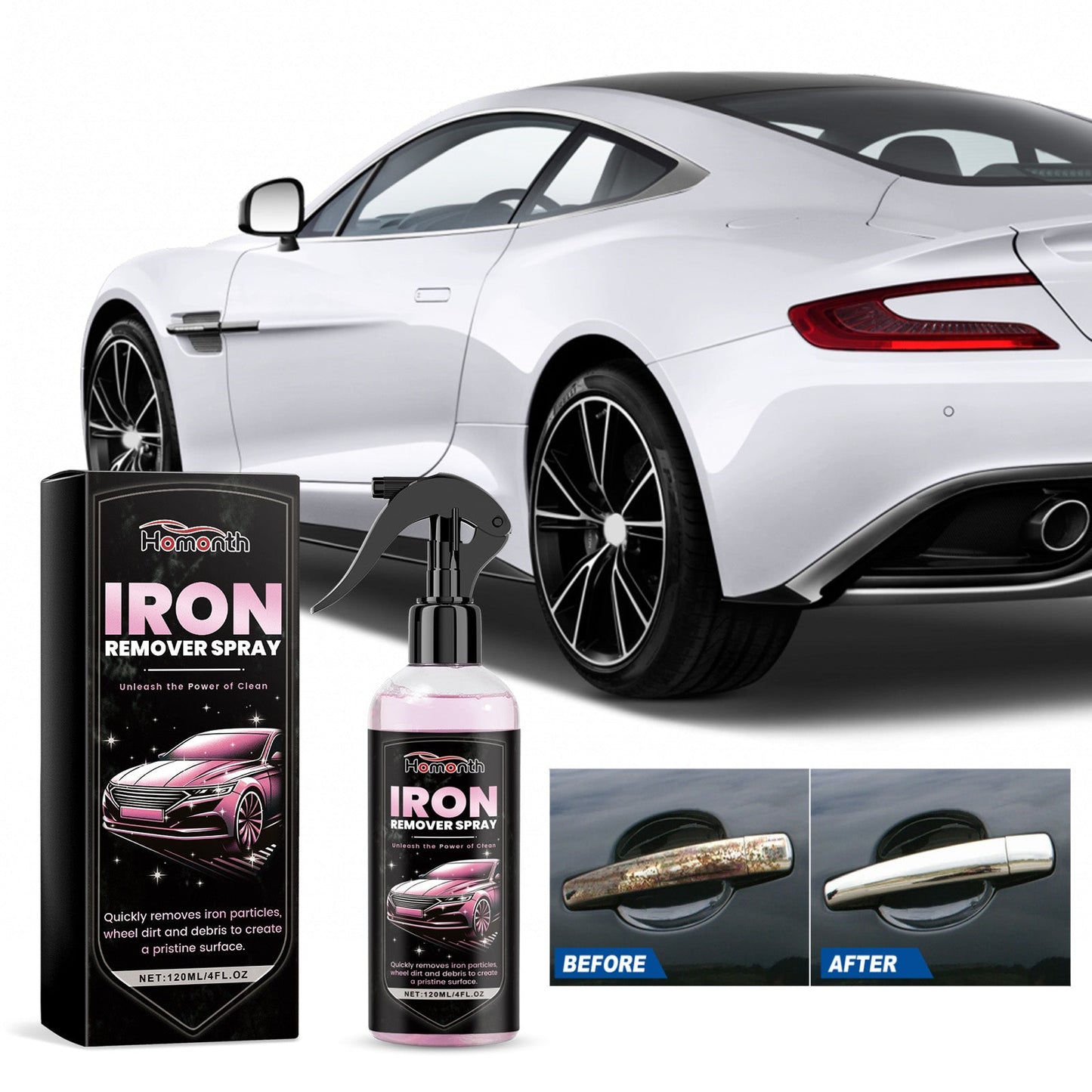 Iron Remover Spray, Vehicle Rust Polishing Cleaning Decontamination Care Multi-Purpose Maintenance Agent