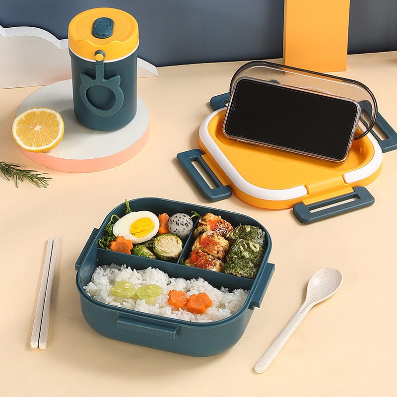 Japanese style simple sealed square single layer compartment lunch box