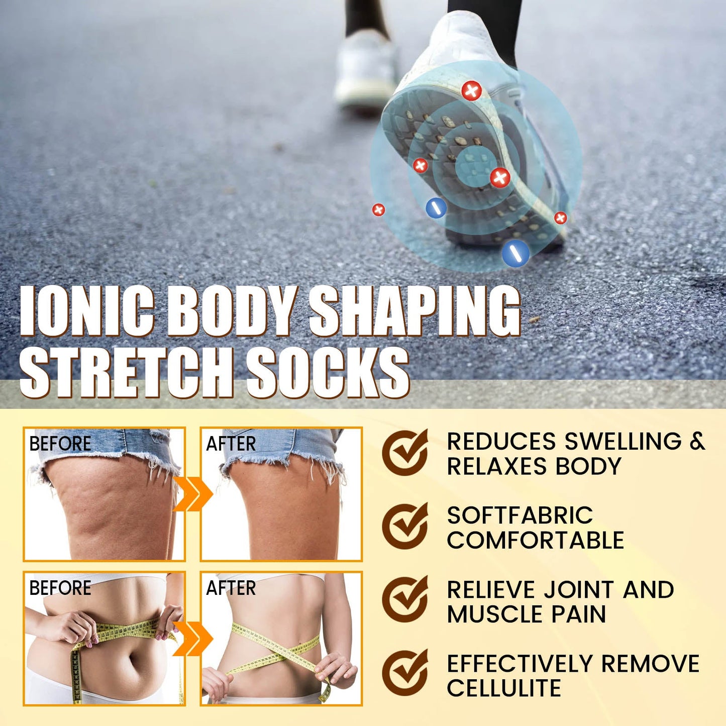 Ionic Body Shaping Stretch Socks, Outdoor Sports Comfortable Breathable Non-slip Foot Care Elastic Socks
