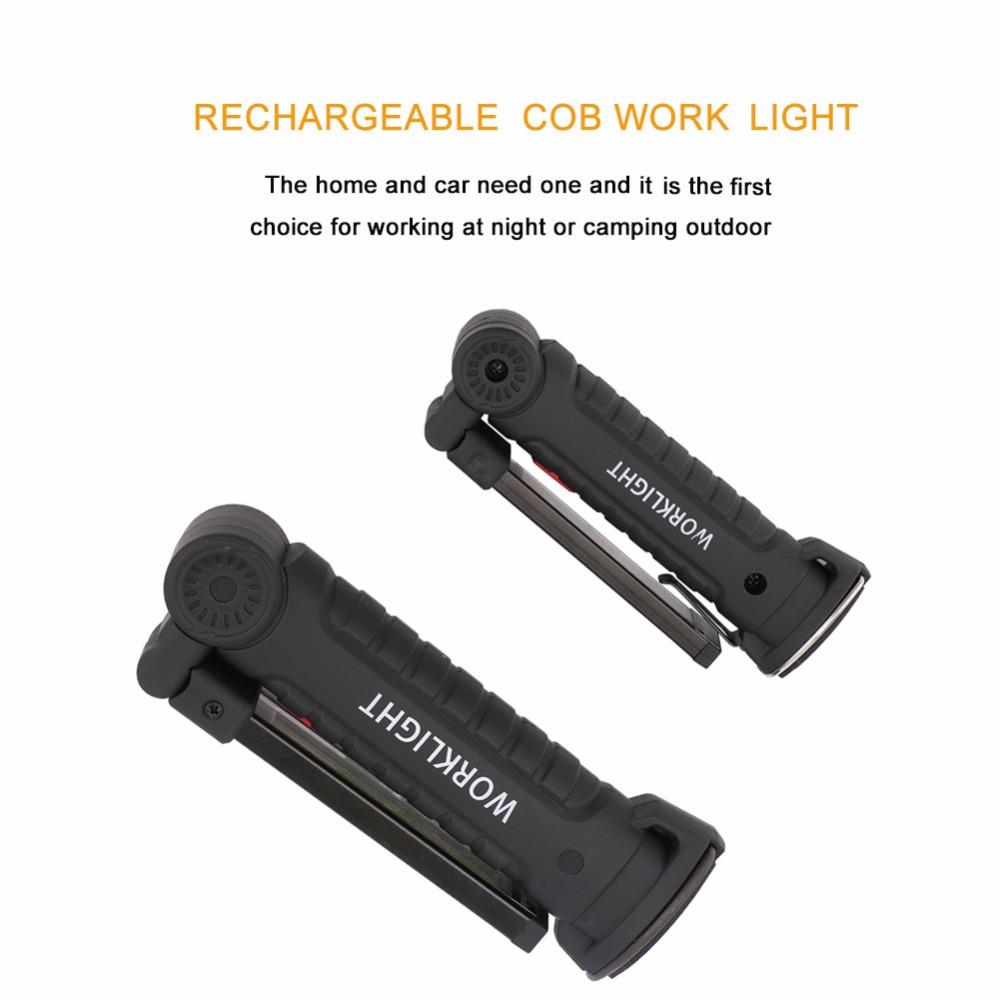 Foldable Flexible Hand Torch Work Light Magnetic Inspection Lamp COB LED Flashlight  Built in Battery USB Charging Port