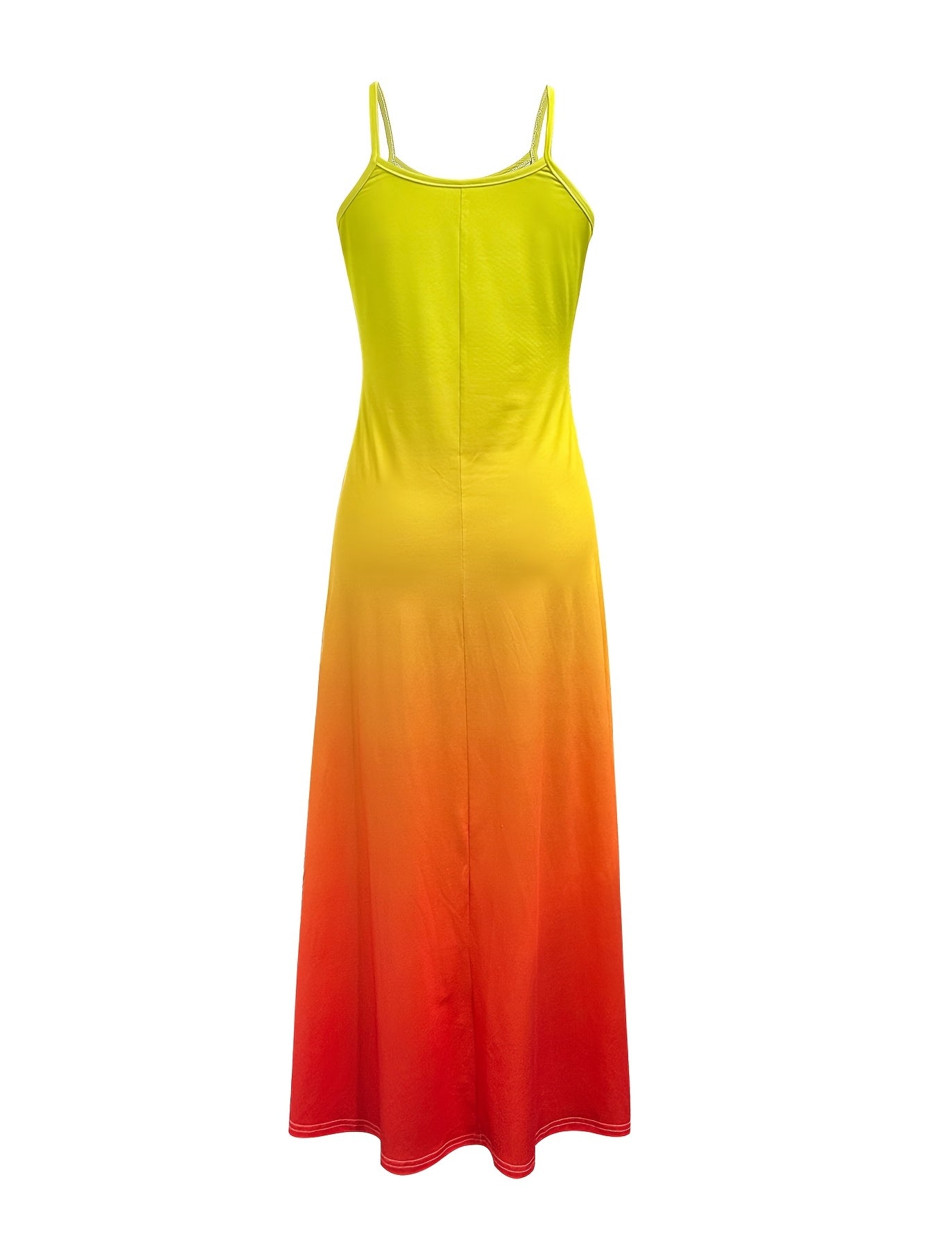 Vibrant Yellow Orange Gradient Backless Sling Dress