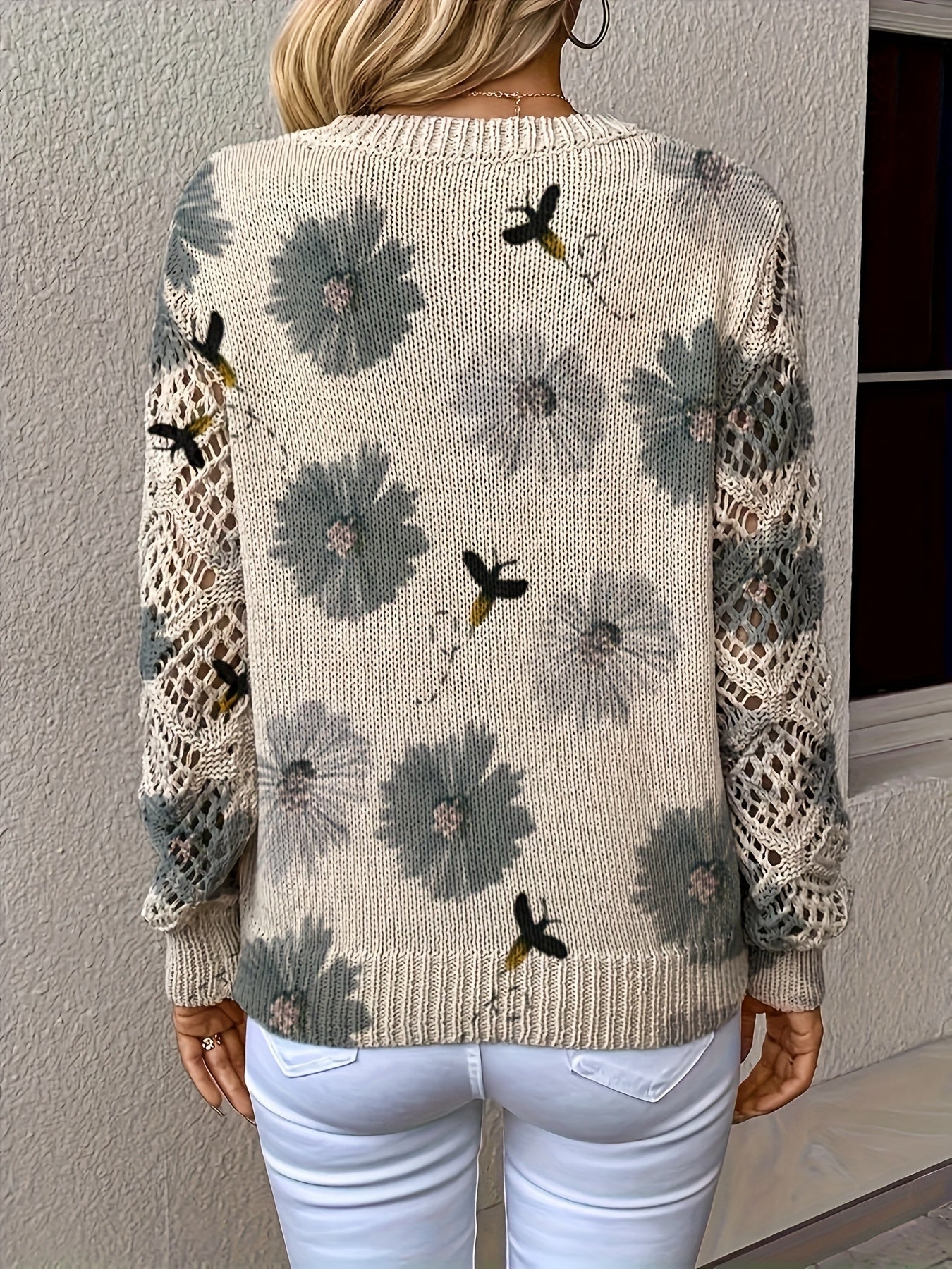 Boho  Style Essential Floral V-neck Long Sleeve Top