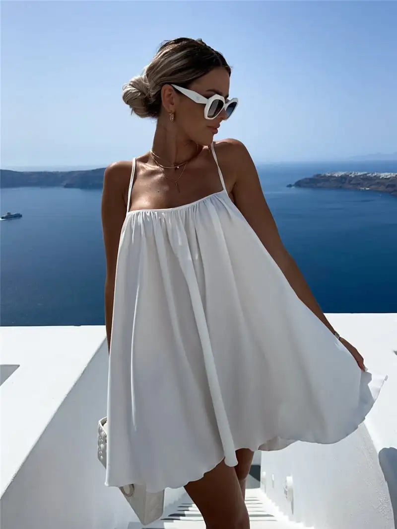 Women's Solid Color Sleeveless Round Neck Dress