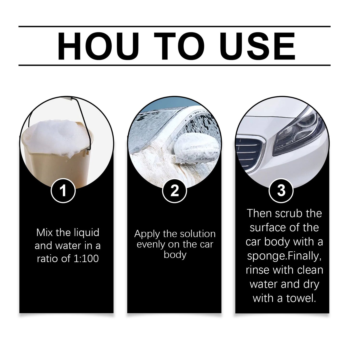 Foam Car Wash Liquid, Car Cleaning Mild Decontamination Foam Dust Refurbished Bright Cleaner