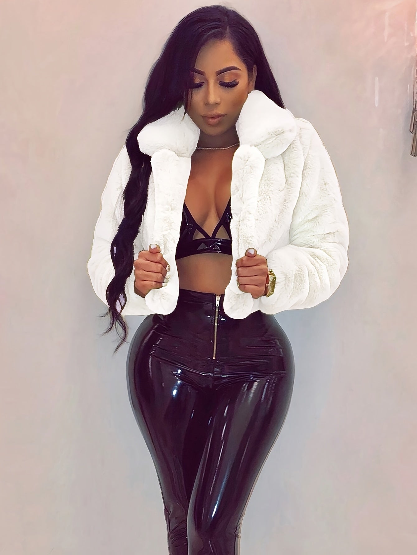 Cozy Chic Faux Fur Collar Cardigan Jacket