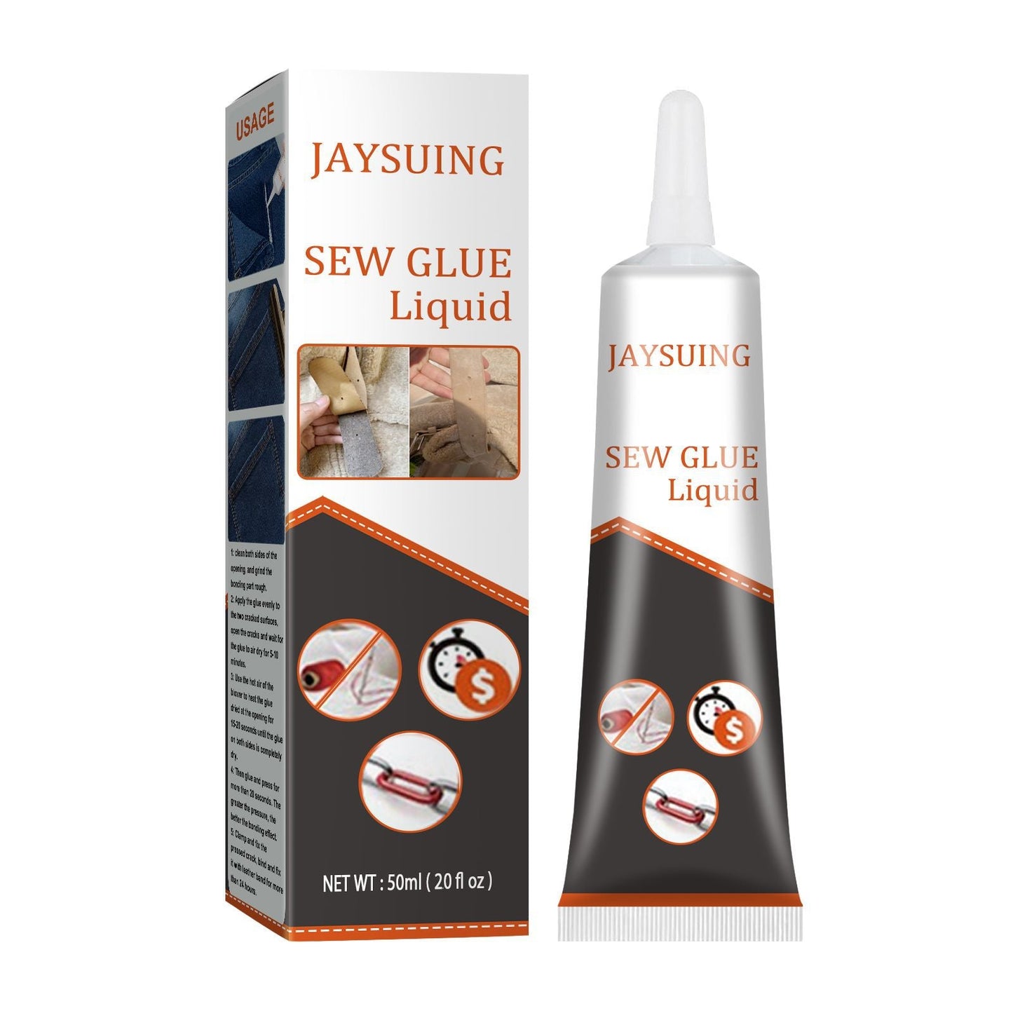 Jaysuing Cloth Repair Glue White Seam Glue Clothing Repair Glue Washable Ironing Cloth Adhesive Glue