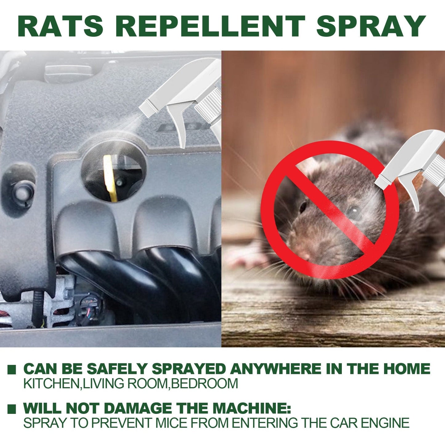 Jue Fish rats repellent spray car body kitchen office bedroom warehouse sewer pipe anti rat spray 60ml mouse repellent spray