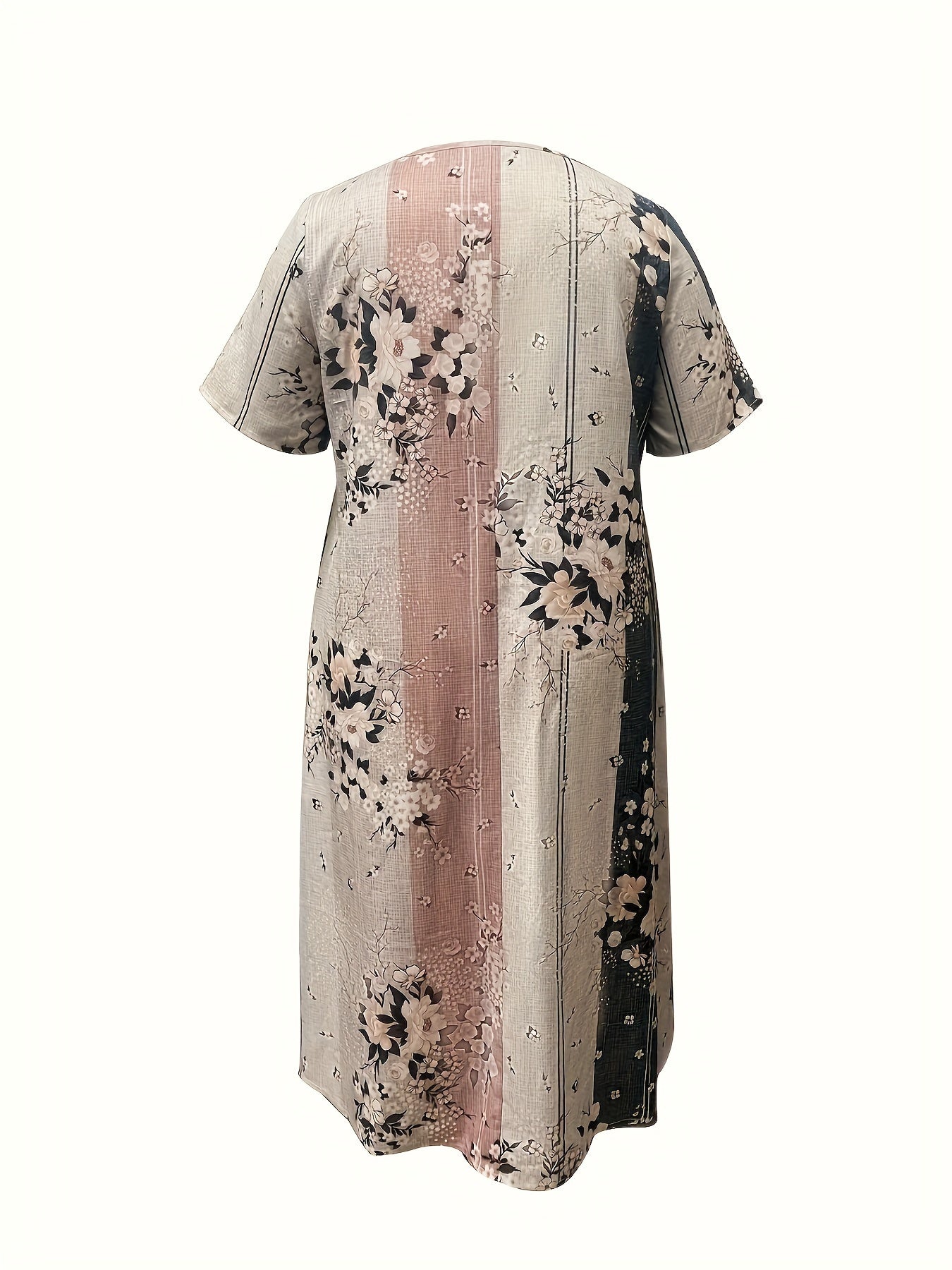 Summer Print Plus Size Dress with Pockets