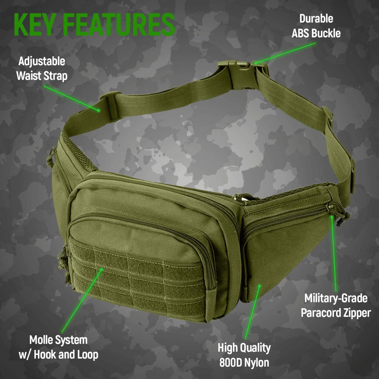 JupiterGear Tactical Military Fanny Pack Waist Bag & MOLLE EDC Pouch For Outdoor Activities