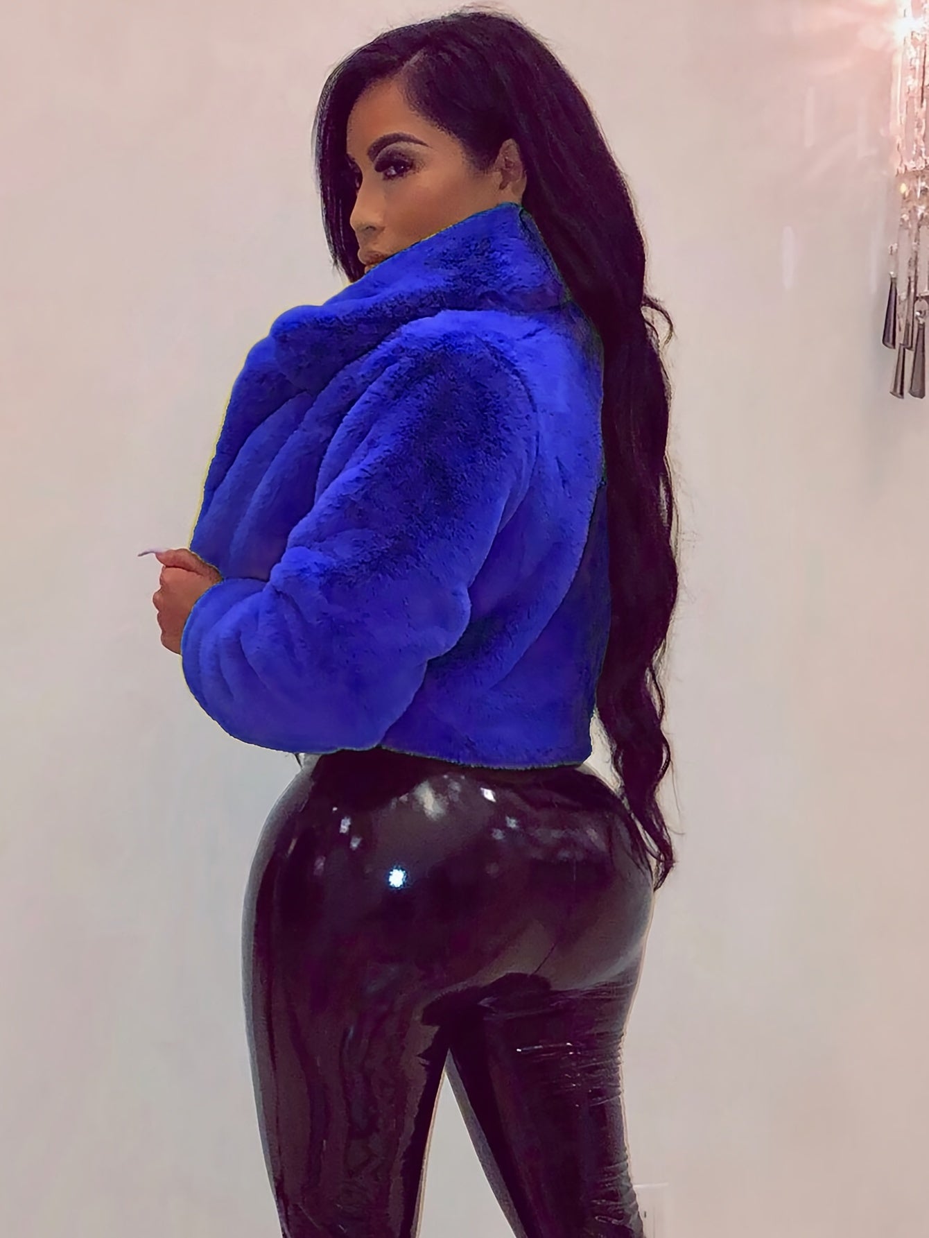 Cozy Chic Faux Fur Collar Cardigan Jacket