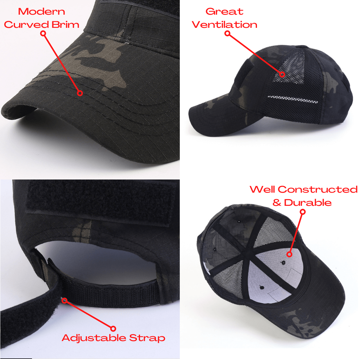 JupiterGear Military-Style Tactical Patch Hat with Adjustable Strap | Breathable & Unisex