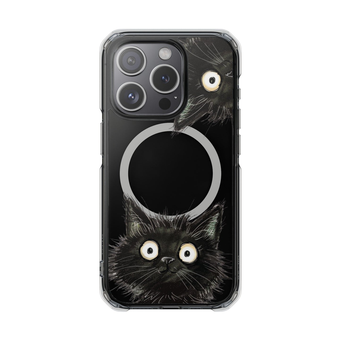 Curious Black Cat Magnetic Clear Case for iPhone Series