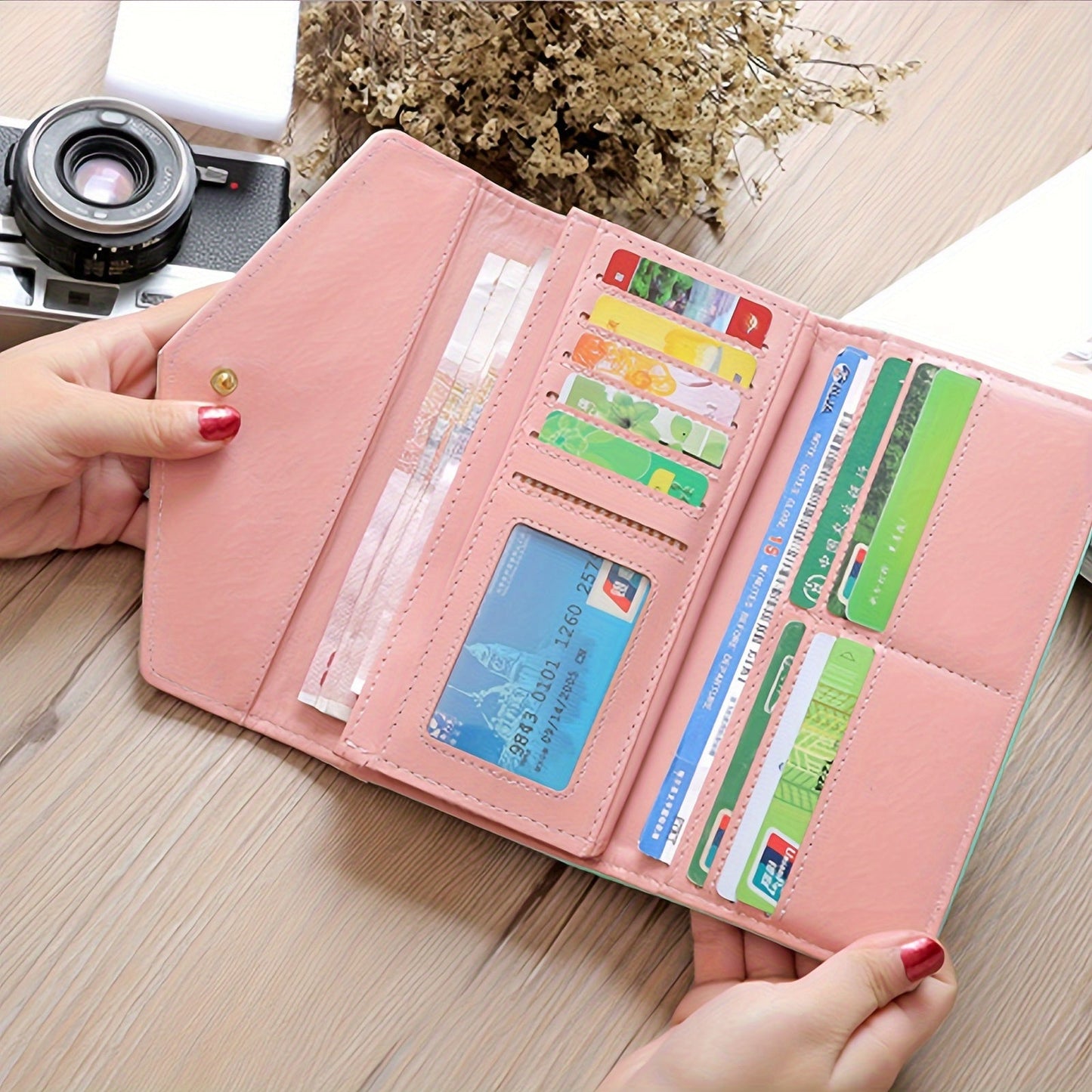 Chic Floral Wallet Card Holder Phone Pocket