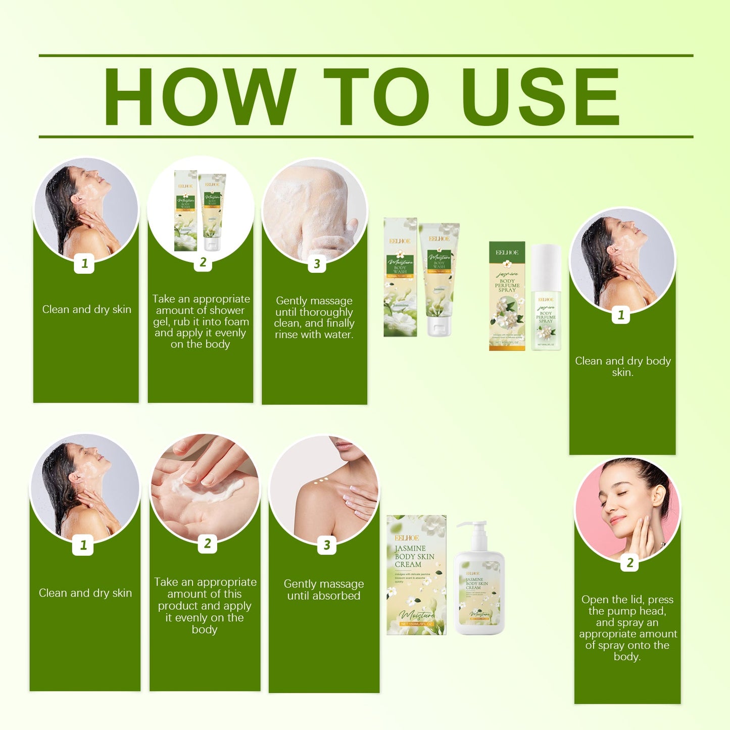 Jasmine Body Care Set Gently Cleanses And Moisturizes Body Skin Jasmine Light Fragrance Leaves Fragrance For Body