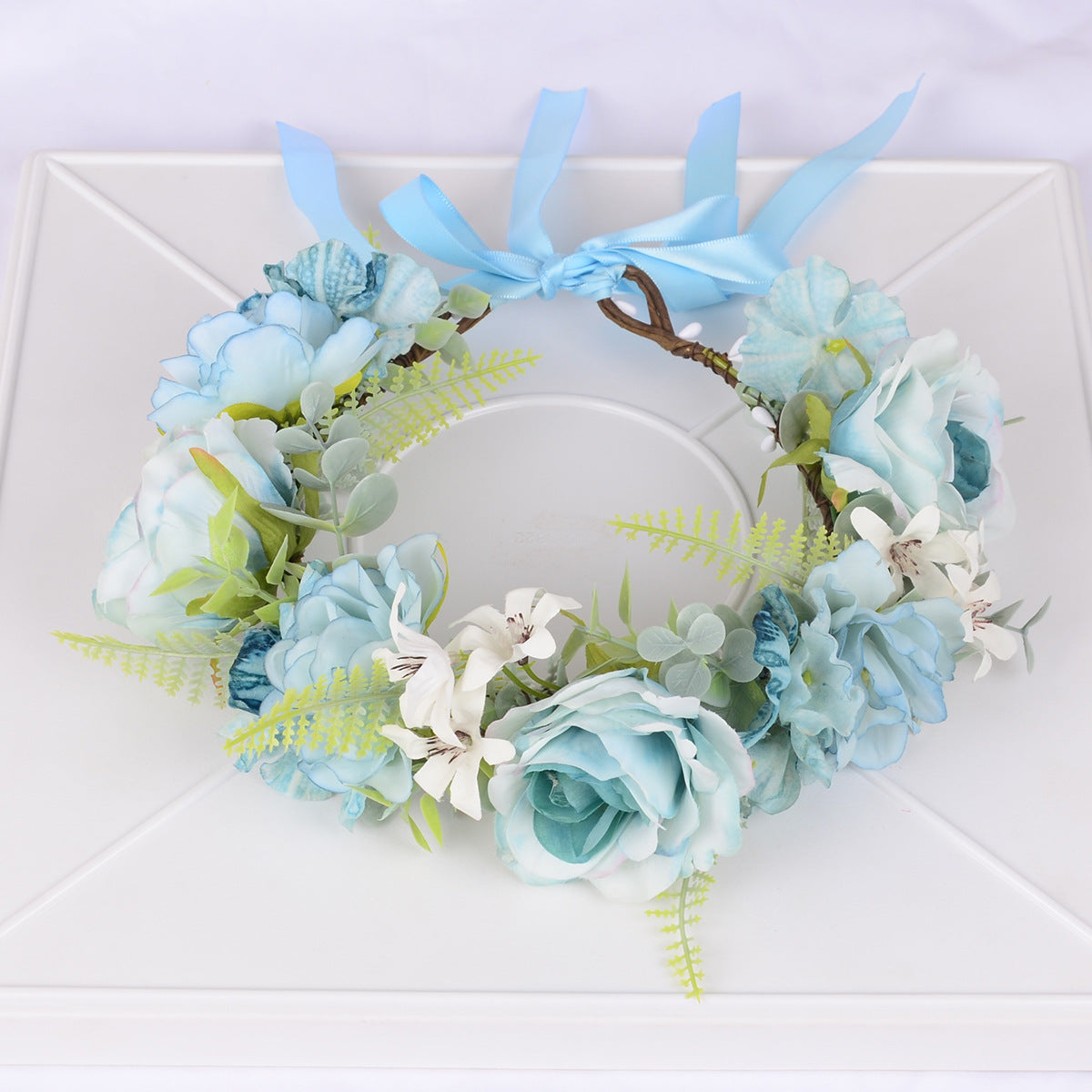 Flower Wreath Simulation Flower Leaves Hair Strap Photography Retro Hanfu Bridal Girl Flower Wreath Headwear