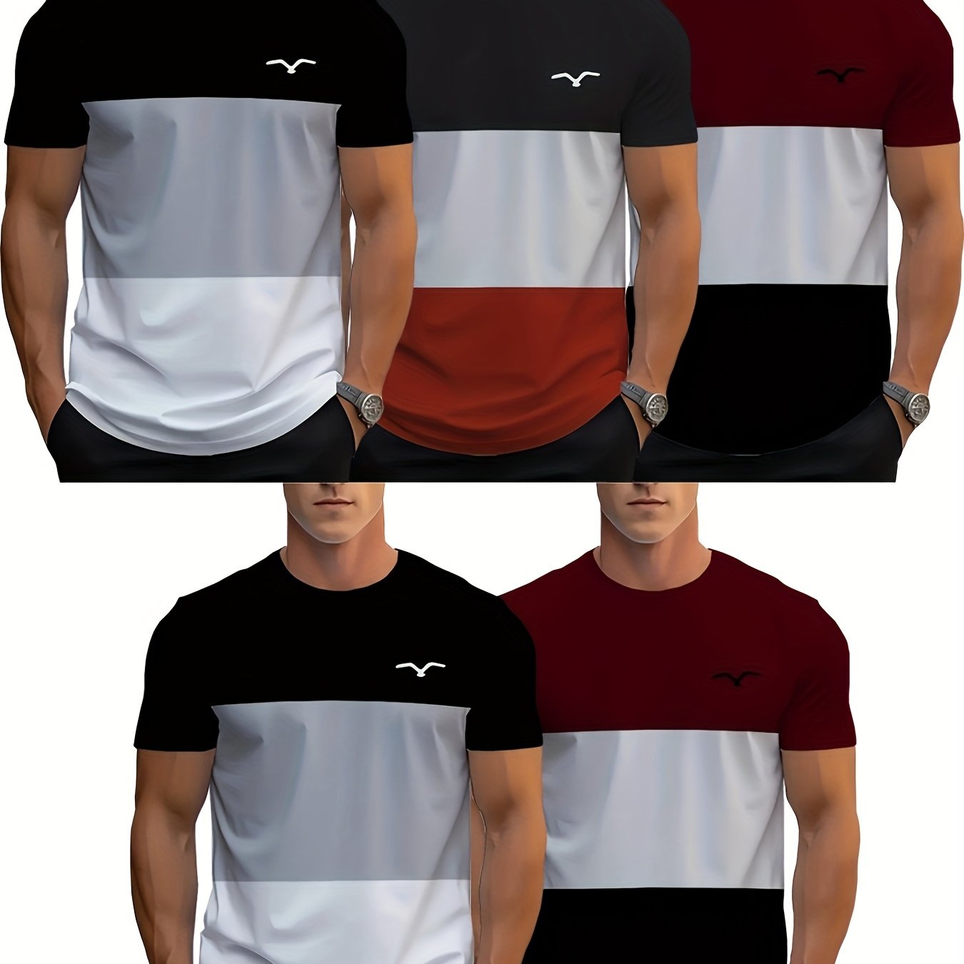 Color Block Active Tees Comfort Style Five Pack