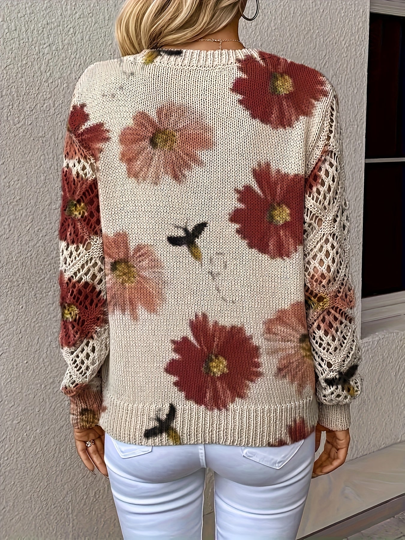 Boho  Style Essential Floral V-neck Long Sleeve Top