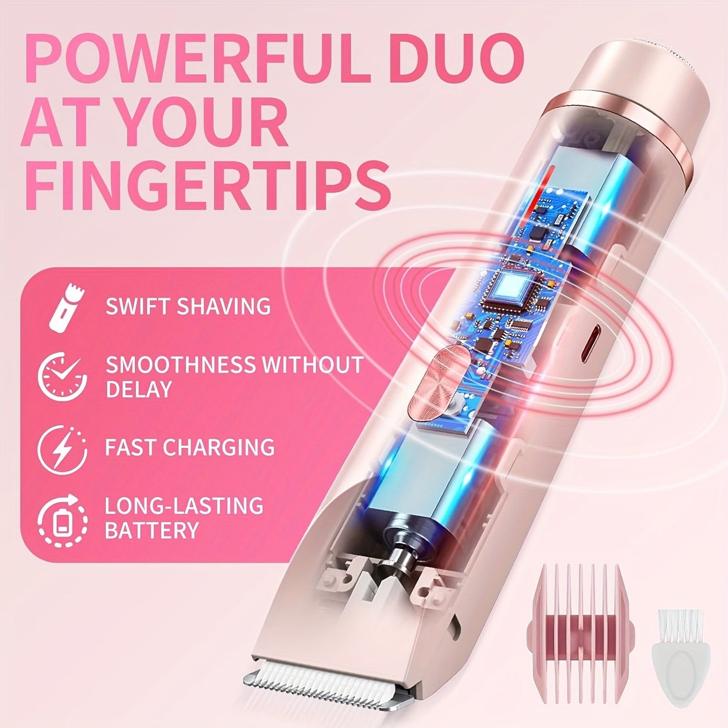 Pink Dual Head Electric Shaver  Bikini Trimmer US Powered Waterproof