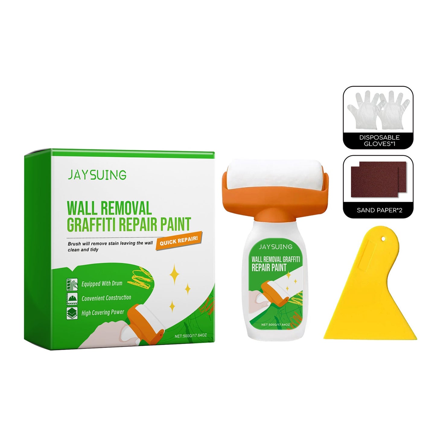 JAYSUING Wall Removal Graffiti Repair Paint, Wall Graffiti Stain Cover Repair Home Self-Painted Wall Paint