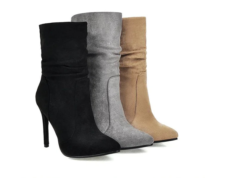 Elastic Ankle Booties with Pointed Toe Heels