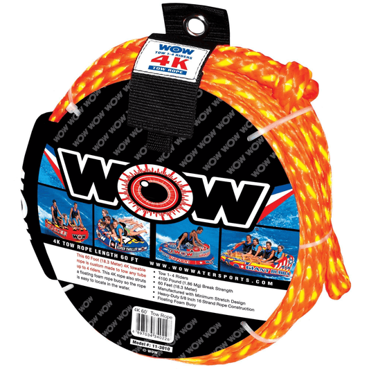 WOW Watersports 4K 60' Tow Rope w Floating Foam Buoy