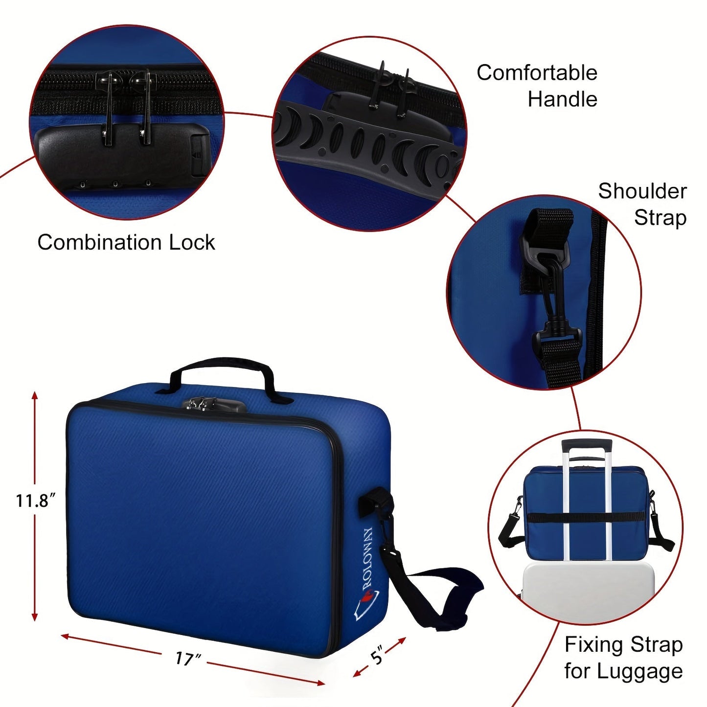 Fireproof Document Bag with Lock  Reflective Strip