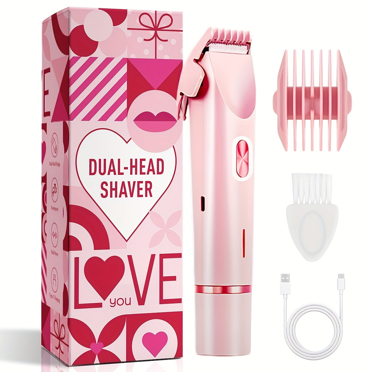 Pink Dual Head Electric Shaver  Bikini Trimmer US Powered Waterproof