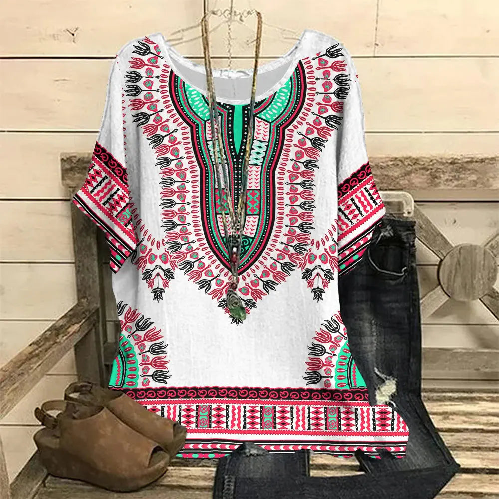 Floral 3D Print Round Neck Women's T-Shirt (Casual)