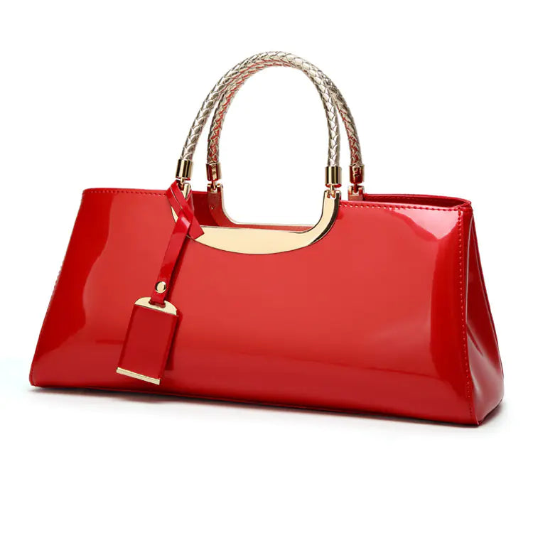 Fashionable Glossy Patent Leather Handbag for Brides