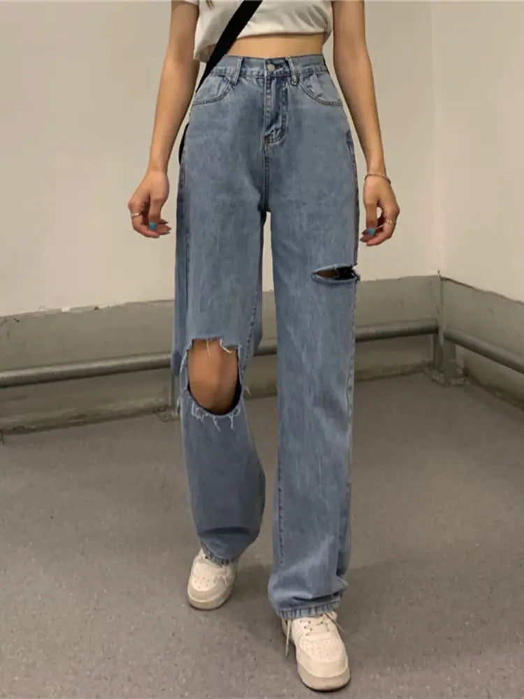 Women's High Waist Wide Leg Loose Straight Pants